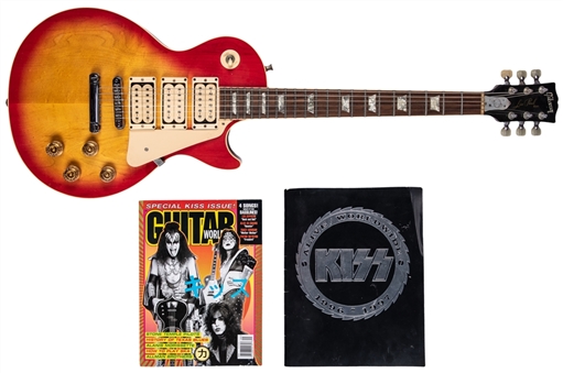Ace Frehley Concert Used Sunburst Gibson "Mighty Mouse" Les Paul Guitar, Guitar World Magazine September 1996 Issue, & 1996-97 KISS Tourbook (Frehley LOA)